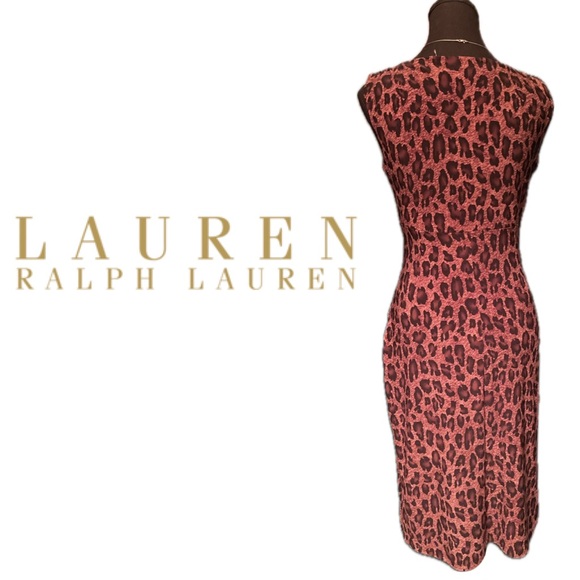 NWT Lauren Ralph Lauren Leopard Print Bodycon Cinched Midi Dress Sz 2 - Picture 2 of 8